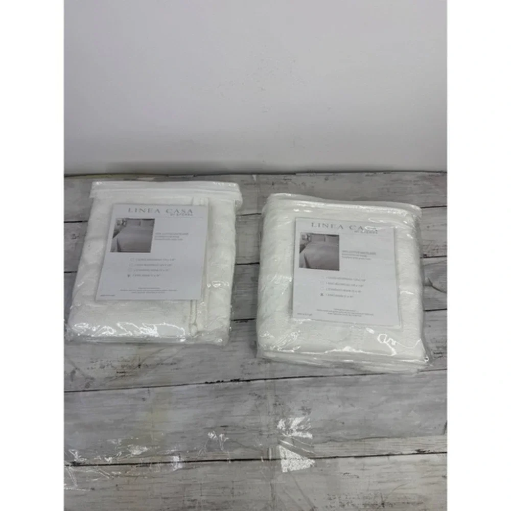Linea Casa by Sferra King Sham Set of 2 White 100% Cotton Matelasse Portugal